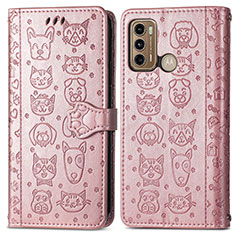 Funda de Cuero Cartera con Soporte Patron de Moda Carcasa S03D para Motorola Moto G40 Fusion Oro Rosa