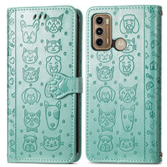 Funda de Cuero Cartera con Soporte Patron de Moda Carcasa S03D para Motorola Moto G40 Fusion Verde