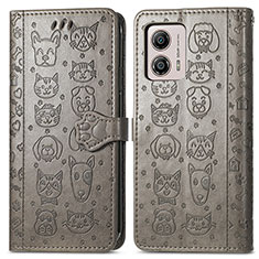 Funda de Cuero Cartera con Soporte Patron de Moda Carcasa S03D para Motorola Moto G53 5G Gris