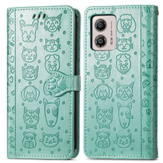 Funda de Cuero Cartera con Soporte Patron de Moda Carcasa S03D para Motorola Moto G53j 5G Verde