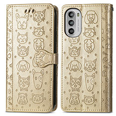 Funda de Cuero Cartera con Soporte Patron de Moda Carcasa S03D para Motorola Moto G71s 5G Oro