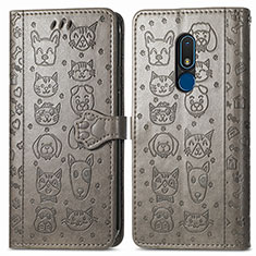 Funda de Cuero Cartera con Soporte Patron de Moda Carcasa S03D para Nokia C3 Gris