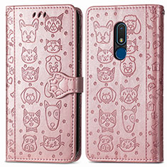 Funda de Cuero Cartera con Soporte Patron de Moda Carcasa S03D para Nokia C3 Oro Rosa