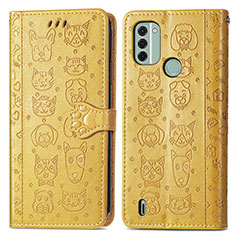 Funda de Cuero Cartera con Soporte Patron de Moda Carcasa S03D para Nokia C31 Amarillo