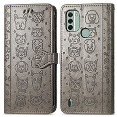 Funda de Cuero Cartera con Soporte Patron de Moda Carcasa S03D para Nokia C31 Gris