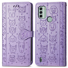 Funda de Cuero Cartera con Soporte Patron de Moda Carcasa S03D para Nokia C31 Morado