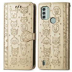 Funda de Cuero Cartera con Soporte Patron de Moda Carcasa S03D para Nokia C31 Oro