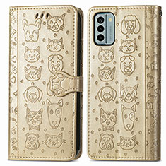 Funda de Cuero Cartera con Soporte Patron de Moda Carcasa S03D para Nokia G22 Oro