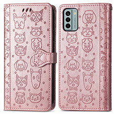 Funda de Cuero Cartera con Soporte Patron de Moda Carcasa S03D para Nokia G22 Oro Rosa