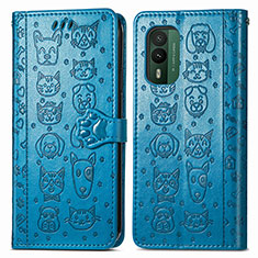 Funda de Cuero Cartera con Soporte Patron de Moda Carcasa S03D para Nokia XR21 Azul