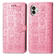 Funda de Cuero Cartera con Soporte Patron de Moda Carcasa S03D para Nothing Phone 2 Rosa