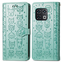 Funda de Cuero Cartera con Soporte Patron de Moda Carcasa S03D para OnePlus 10 Pro 5G Verde