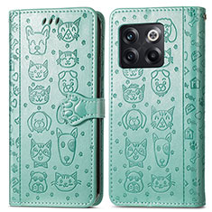 Funda de Cuero Cartera con Soporte Patron de Moda Carcasa S03D para OnePlus 10T 5G Verde