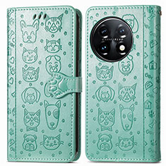 Funda de Cuero Cartera con Soporte Patron de Moda Carcasa S03D para OnePlus 11 5G Verde