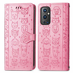 Funda de Cuero Cartera con Soporte Patron de Moda Carcasa S03D para OnePlus 9 Pro 5G Rosa