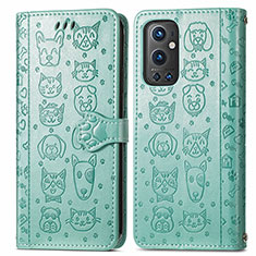 Funda de Cuero Cartera con Soporte Patron de Moda Carcasa S03D para OnePlus 9 Pro 5G Verde