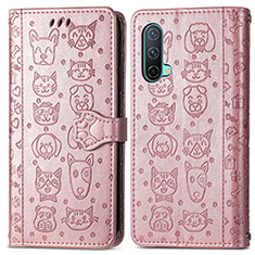 Funda de Cuero Cartera con Soporte Patron de Moda Carcasa S03D para OnePlus Nord CE 5G Oro Rosa