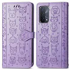 Funda de Cuero Cartera con Soporte Patron de Moda Carcasa S03D para OnePlus Nord N200 5G Morado