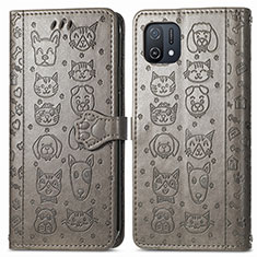 Funda de Cuero Cartera con Soporte Patron de Moda Carcasa S03D para Oppo A16e Gris