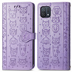 Funda de Cuero Cartera con Soporte Patron de Moda Carcasa S03D para Oppo A16K Morado