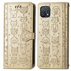 Funda de Cuero Cartera con Soporte Patron de Moda Carcasa S03D para Oppo A16K Oro