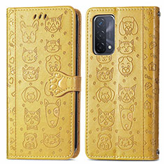 Funda de Cuero Cartera con Soporte Patron de Moda Carcasa S03D para Oppo A54 5G Amarillo