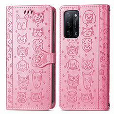 Funda de Cuero Cartera con Soporte Patron de Moda Carcasa S03D para Oppo A55 5G Rosa