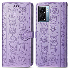 Funda de Cuero Cartera con Soporte Patron de Moda Carcasa S03D para Oppo A56S 5G Morado