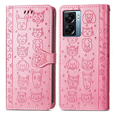 Funda de Cuero Cartera con Soporte Patron de Moda Carcasa S03D para Oppo A77 5G Rosa