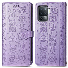 Funda de Cuero Cartera con Soporte Patron de Moda Carcasa S03D para Oppo A94 4G Morado