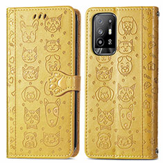 Funda de Cuero Cartera con Soporte Patron de Moda Carcasa S03D para Oppo A94 5G Amarillo