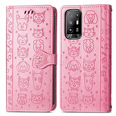 Funda de Cuero Cartera con Soporte Patron de Moda Carcasa S03D para Oppo A94 5G Rosa