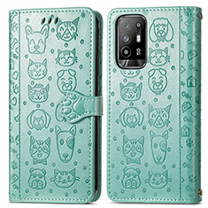 Funda de Cuero Cartera con Soporte Patron de Moda Carcasa S03D para Oppo A94 5G Verde