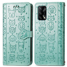 Funda de Cuero Cartera con Soporte Patron de Moda Carcasa S03D para Oppo A95 4G Verde