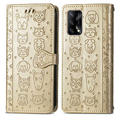 Funda de Cuero Cartera con Soporte Patron de Moda Carcasa S03D para Oppo F19 Oro