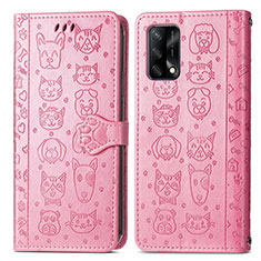 Funda de Cuero Cartera con Soporte Patron de Moda Carcasa S03D para Oppo F19 Rosa