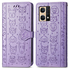 Funda de Cuero Cartera con Soporte Patron de Moda Carcasa S03D para Oppo F21s Pro 4G Morado