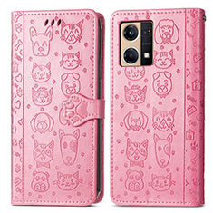 Funda de Cuero Cartera con Soporte Patron de Moda Carcasa S03D para Oppo F21s Pro 4G Rosa