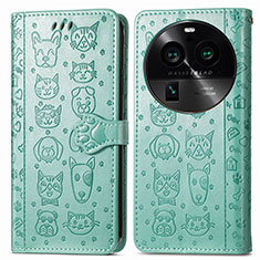 Funda de Cuero Cartera con Soporte Patron de Moda Carcasa S03D para Oppo Find X6 5G Verde