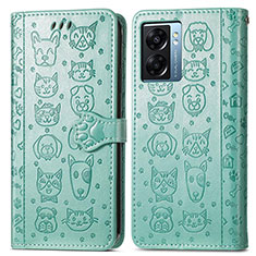 Funda de Cuero Cartera con Soporte Patron de Moda Carcasa S03D para Oppo K10 5G India Verde