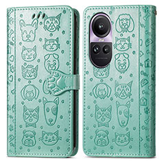 Funda de Cuero Cartera con Soporte Patron de Moda Carcasa S03D para Oppo Reno10 5G Verde