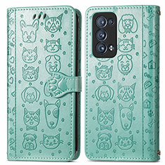 Funda de Cuero Cartera con Soporte Patron de Moda Carcasa S03D para Oppo Reno6 Pro 5G Verde