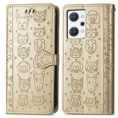 Funda de Cuero Cartera con Soporte Patron de Moda Carcasa S03D para Oppo Reno7 A Oro