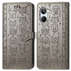 Funda de Cuero Cartera con Soporte Patron de Moda Carcasa S03D para Realme 10 4G Gris