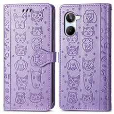 Funda de Cuero Cartera con Soporte Patron de Moda Carcasa S03D para Realme 10 4G Morado