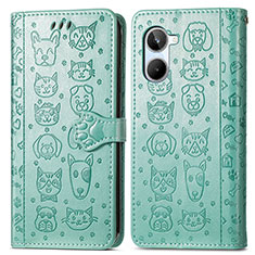 Funda de Cuero Cartera con Soporte Patron de Moda Carcasa S03D para Realme 10 4G Verde