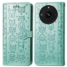 Funda de Cuero Cartera con Soporte Patron de Moda Carcasa S03D para Realme 11 Pro+ Plus 5G Verde