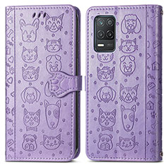 Funda de Cuero Cartera con Soporte Patron de Moda Carcasa S03D para Realme 8 5G Morado