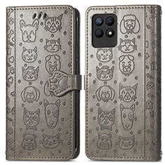 Funda de Cuero Cartera con Soporte Patron de Moda Carcasa S03D para Realme 8i Gris