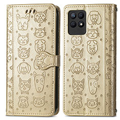 Funda de Cuero Cartera con Soporte Patron de Moda Carcasa S03D para Realme 8i Oro